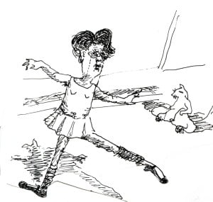 KK-woman dancing with cat