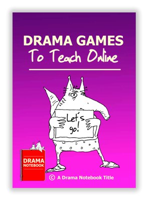 Cartoon style PDF book cover for How to Teach Drama Games Online