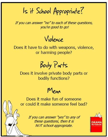 DN School Appropriate Choices for Drama Class Printable Wall Art Sample